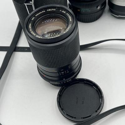 LOT 100: Collection of Camera Lenses with Cases - Minolta and More