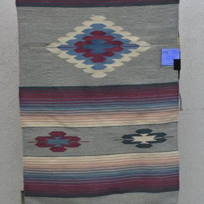 Vintage Southwestern 100% Wool Hand Woven El Paso Saddleblanket Co. Mexico 61”x28.5”