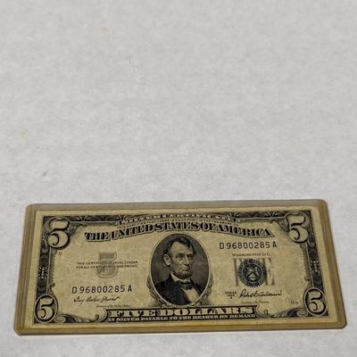 1953 A Series Silver Certificate Five Dollar Bill