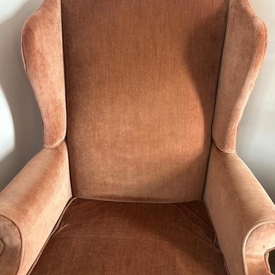 LOT 7: Velvet Wing Backed Accent Chair