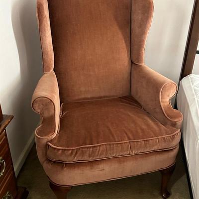 LOT 7: Velvet Wing Backed Accent Chair