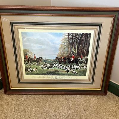 LOT 13: Tally Ho Collection of Platters, Pictures, Nashco Serving Tray Depicting an English Fox Hunt and Toy Horse and Plush Fox