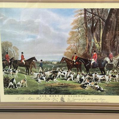 LOT 13: Tally Ho Collection of Platters, Pictures, Nashco Serving Tray Depicting an English Fox Hunt and Toy Horse and Plush Fox