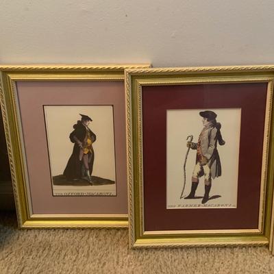 LOT:34: Colonial Era - Early American Wall Decor Including Framed and Matted Pieces and a Carved Wood Eagle