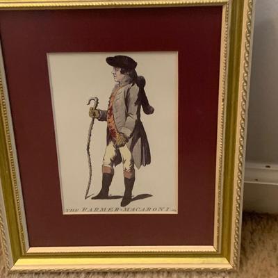 LOT:34: Colonial Era - Early American Wall Decor Including Framed and Matted Pieces and a Carved Wood Eagle