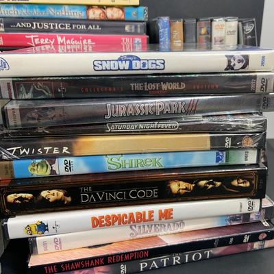 LOT:44: Large Collection of DVD's Many Unopend in Shrinkwrap, Gone with the Wind Box Set VHS and Jane Austin Audio Book Set