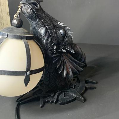 LOT: 53:Dragon Head Wall Sconce Electric Lamp