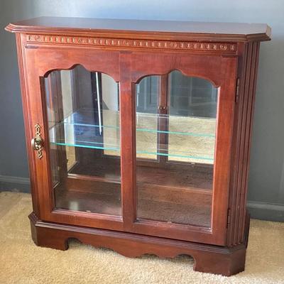 LOT 65: Small Lighted Wooden Display Cabinet
