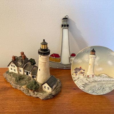 LOT 73: Lighthouse Theme Decorative Collection - Partylite, Stained Glass and More