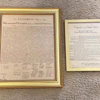 LOT 77: Vintage Framed Historical Mr Softee Declaration of Independence, Maps, Documents, Congrefs of the United Stages and More