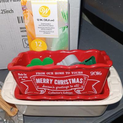 LOT 129: Large Assortment of Christmas Themed Metal Baking Molds & Baking Supplies