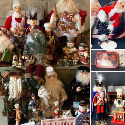 LOT:147: Very Large Assortment of Holiday Decor Including Signed Byers Choice Skater, Santas, Nutcrackers, Snowman Signs and Much More