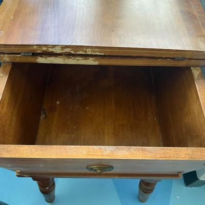 Vintage Solid Wood End Table and Electronics