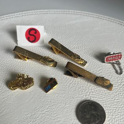 Assorted Military Tank Cuff Links and Tie Clips/Pins 