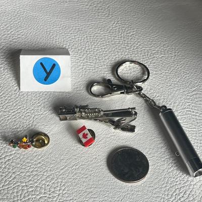 Assorted Pin, Tie Clip and Small Flashlight Lot