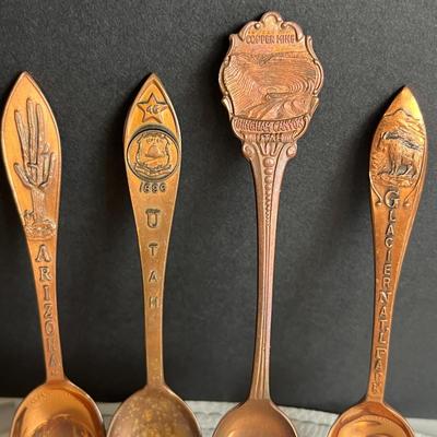 Gorgeous Set of 4 Copper Collectors' Spoon Set!