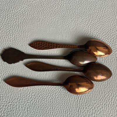 Gorgeous Set of 4 Copper Collectors' Spoon Set!