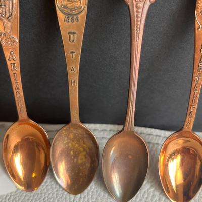 Gorgeous Set of 4 Copper Collectors' Spoon Set!