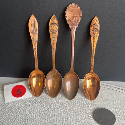 Gorgeous Set of 4 Copper Collectors' Spoon Set!