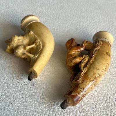 2-Piece Hand-Carved Meerschaum Pipe Attachments!