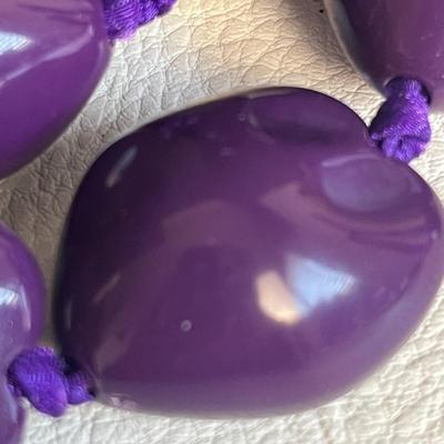 Purple Beaded Statement Necklace and Gem Clip-on Earrings
