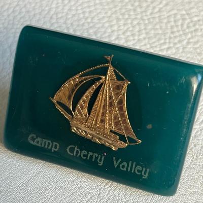 Set of 3 Pairs of Cuff Links and 'Camp Cherry Valley' Ring with Ship