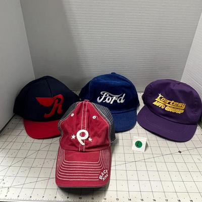 Set of 4 Various Hats - Ford, Back 9, Courtesy Auto Group and Raybestos