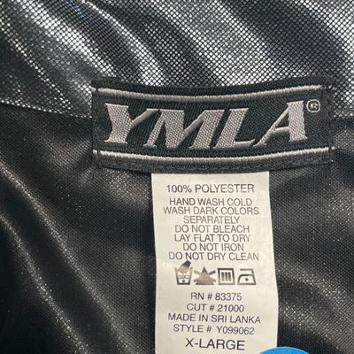 YMLA Black Sheen Short Sleeve Button Down Top - Size XL