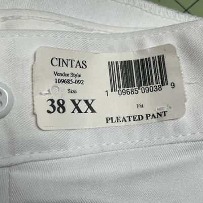 White 'Cintas' Uniform Blazer and Pleated Dress Pant Set - Size 38