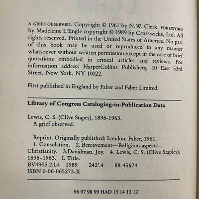 Set of 2 Books - A Greif Observed by C.S. Lewis and Astrophysics for People in a Hurry by Neil DeGrasse