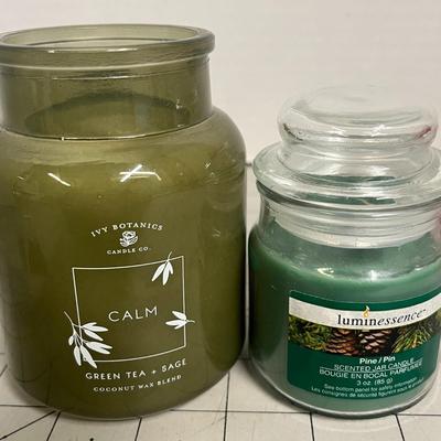 Calm Scented Candle, Pine Scented Candle and Candle Holder