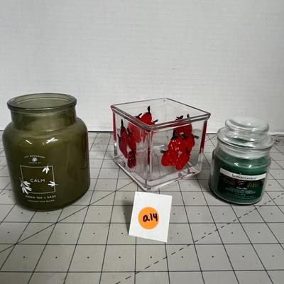 Calm Scented Candle, Pine Scented Candle and Candle Holder