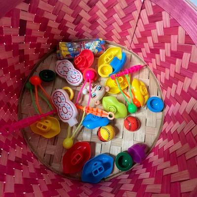Various Kids Toys, Sunglasses, Basket, Notebook and Tennis Racquet