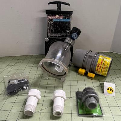 Flush King RV Flush Valve, Sewer Hose Coupler, and Various Other Valves