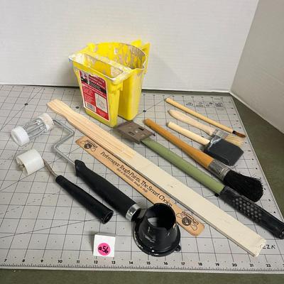 Painting Supplies- Rollers, Brushes, Mixing Sticks, Paint Bucket Etc.