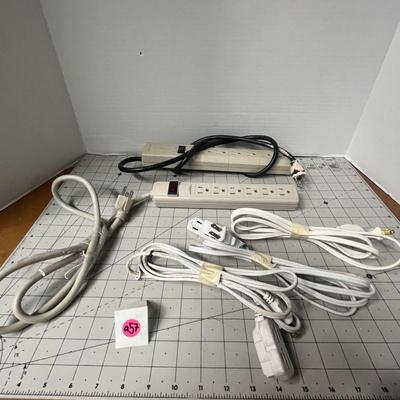Two Power Strips and 3 Extension Cords