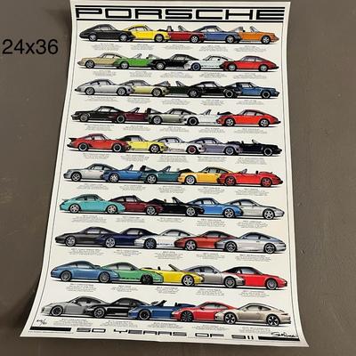 Porsche Car Poster - Signed by Steve Anderson - 24x36 -
