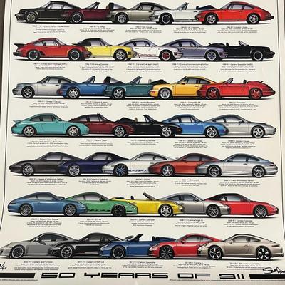 Porsche Car Poster - Signed by Steve Anderson - 24x36 -