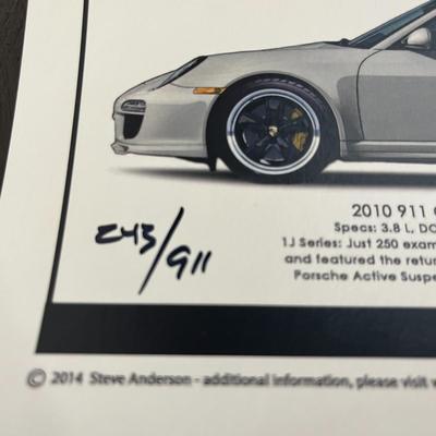 Porsche Car Poster - Signed by Steve Anderson - 24x36 -