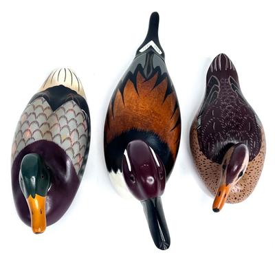 Set of 3 Wooden Painted Mallard Ducks