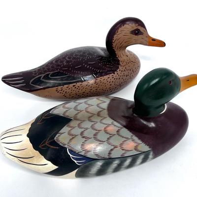 Set of 3 Wooden Painted Mallard Ducks