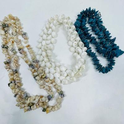 Lot of 3 shell Necklaces Leis Nautical Beach Boho
