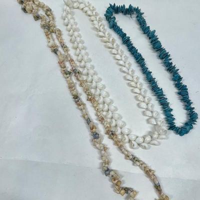 Lot of 3 shell Necklaces Leis Nautical Beach Boho