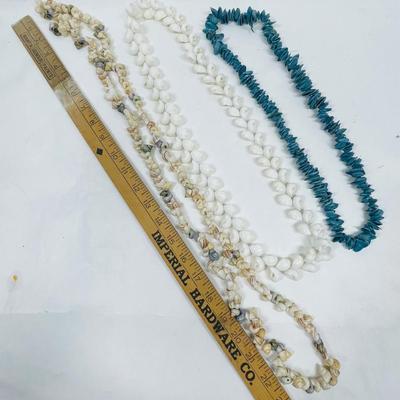 Lot of 3 shell Necklaces Leis Nautical Beach Boho