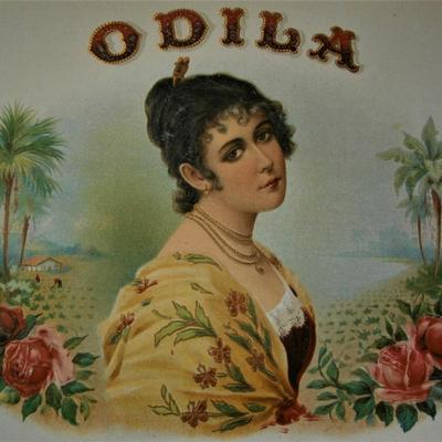 "ODILA" Inner Lid Cigar Box Label, form early 1900's