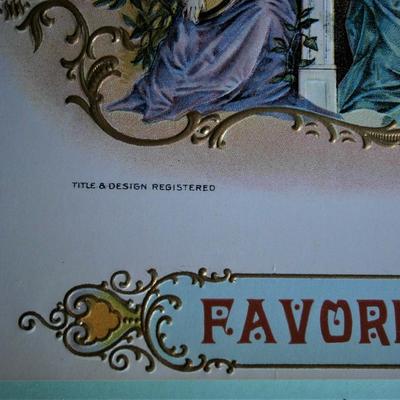 "FAVORITE QUEEN" Inner Lid Cigar Box Label, form early 1900's