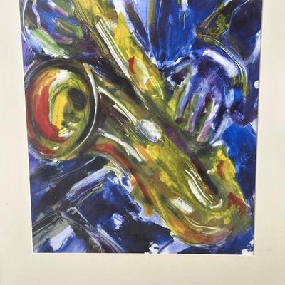 2 ABSTRACT WALL ART PIECES W/MUSIC THEME