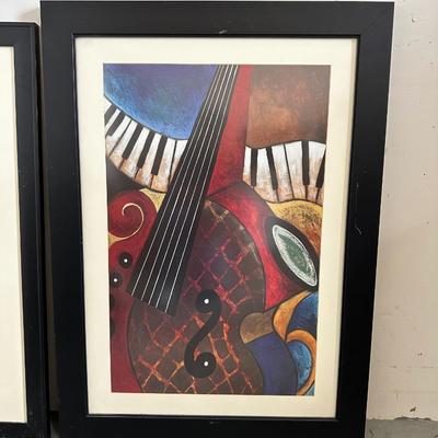 2 ABSTRACT WALL ART PIECES W/MUSIC THEME
