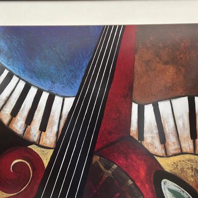 2 ABSTRACT WALL ART PIECES W/MUSIC THEME