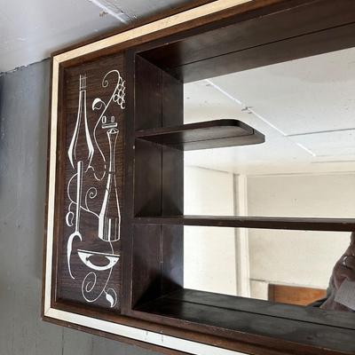 VINTAGE WALL SHELF WITH MIRRORED BACK